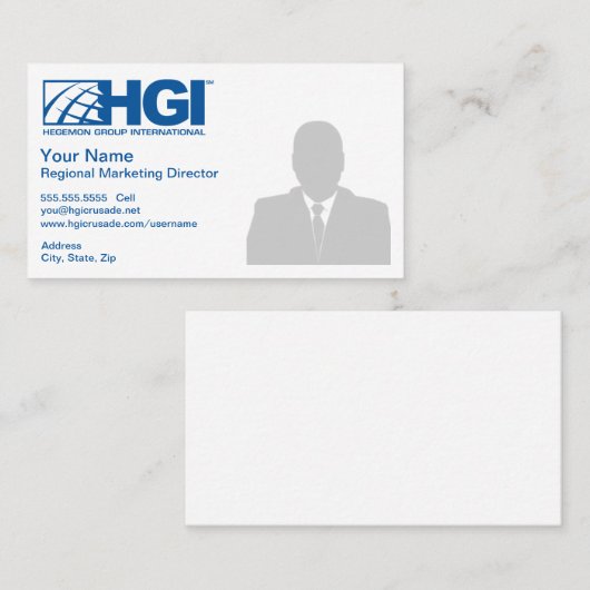HGIの地方マーケティング担当重役(写真) 名刺 (正面/裏面)