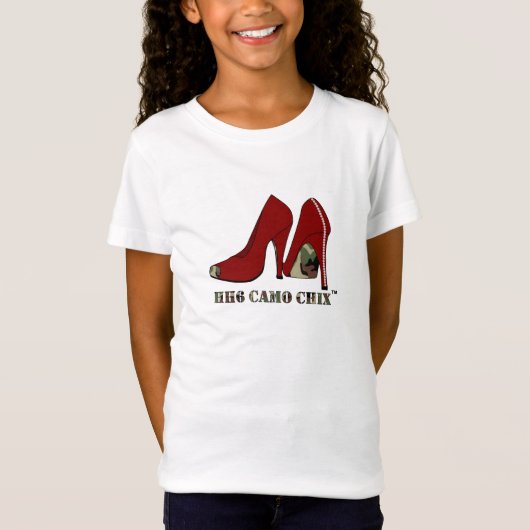 HH6迷彩柄の女の子の白い合われたBellaのベビードールのワイシャツ Tシャツ (正面)