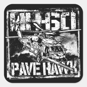 HH-60ホーク正方形ステッカーを貼る スクエアシール