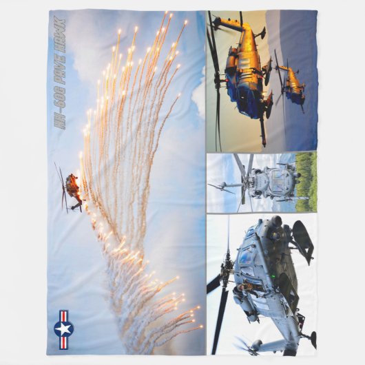 HH-60Gがホークを舗装 フリースブランケット (正面)