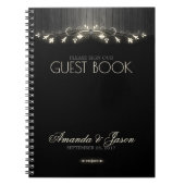 hhn02白熱［赤熱］光を放つの白結婚黒ゲストブック ノートブック (正面)