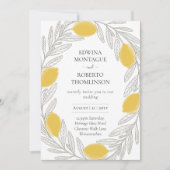 HHS Lemon Wreath Minimal Mediterranean Wedding 招待状 (正面)