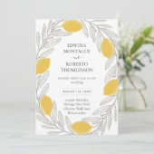 HHS Lemon Wreath Minimal Mediterranean Wedding 招待状 (スタンド正面)