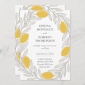 HHS Lemon Wreath Minimal Mediterranean Wedding 招待状 (正面/裏面)