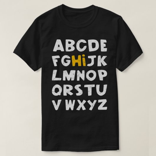 HIアルファベット新学期プレK幼稚園茶 Tシャツ (デザイン正面)