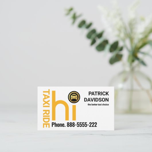 HIイエロータクシーのタクシー運転手 名刺 (スタンド正面)