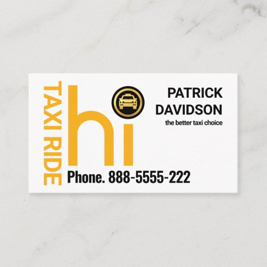 HIイエロータクシーのタクシー運転手 名刺 (正面)