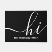 Hi書道スクリプモダント黒パーソナライズされた ドアマット (正面)