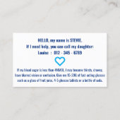 hi糖尿病緊急id pvcバッジ 名刺 (裏面)