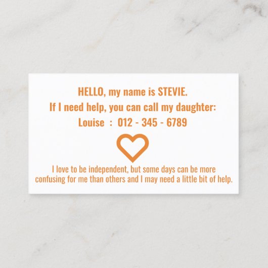 hi認知症とalzheers忍耐pvcバッジ 名刺 (裏面)