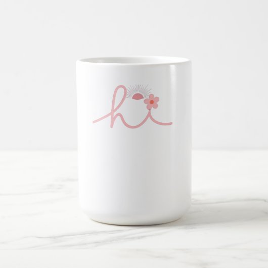 "hi" スクリプト 山サンセット デザイン コーヒーマグカップ (中央)