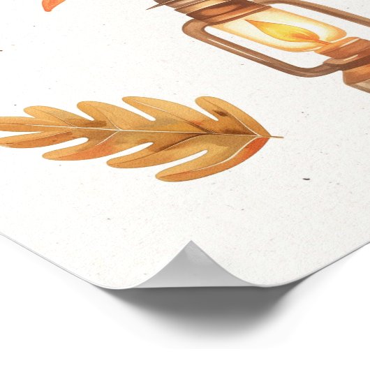 Hi Autumn Wall Art – Cozy Fall Print with Mushroom ポスター (角)