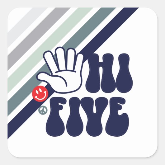 HI FIVE レトロストライプ スクエアシール (正面)