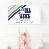 Hi Five レトロ ストライプ 誕生日 横断幕 (インサイチュ)
