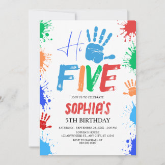 Hi-five High Five 5th Birthday Invitation 招待状