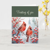 Hi Hello 考え's of You Red Bird深紅色雪 カード (黄色い花)