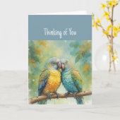 Hi Hello 考え's of You Tropical Parrot Bird カード (黄色い花)