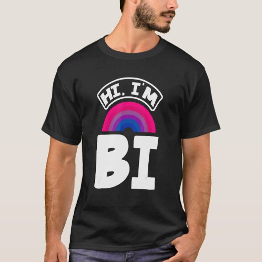 Hi I'm Bi Funny Bi Pride Flag Bisexual Tシャツ (正面)