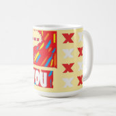 HI Karen Love You with bright red and patterned    コーヒーマグカップ (正面右)