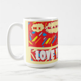 HI Karen Love You with bright red and patterned    コーヒーマグカップ