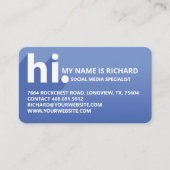 Hi My Name is はっきりした Diagonal Shadow Blue Gradient 名刺 (正面)