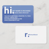 Hi My Name is はっきりした Diagonal Shadow Blue Gradient 名刺 (正面/裏面)