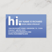 Hi My Name is はっきりした Diagonal Shadow Blue Gradient 名刺 (正面)