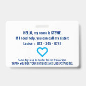 HI ON THE AUTISM SPECTRUMメディカルID pvcバッジ バッジ (裏面)