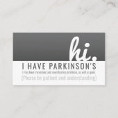 hi parkinsons diseassist忍耐pvcバッジ 名刺 (正面)