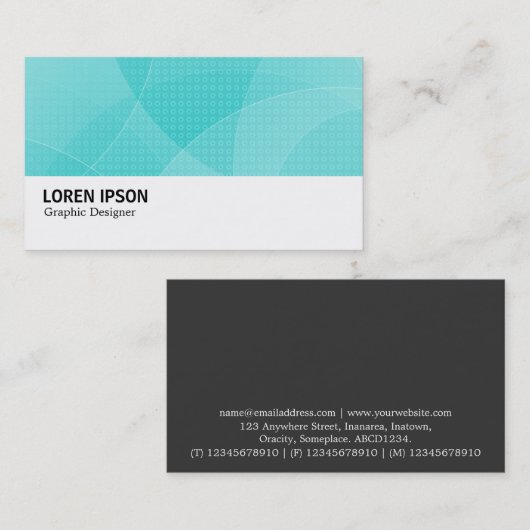 Hi-Phi - 0170 – 曲線 – シアン 名刺 (正面/裏面)