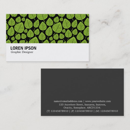 Hi-Phi - 0382 -葉 - Martian Green on Black 名刺 (正面/裏面)