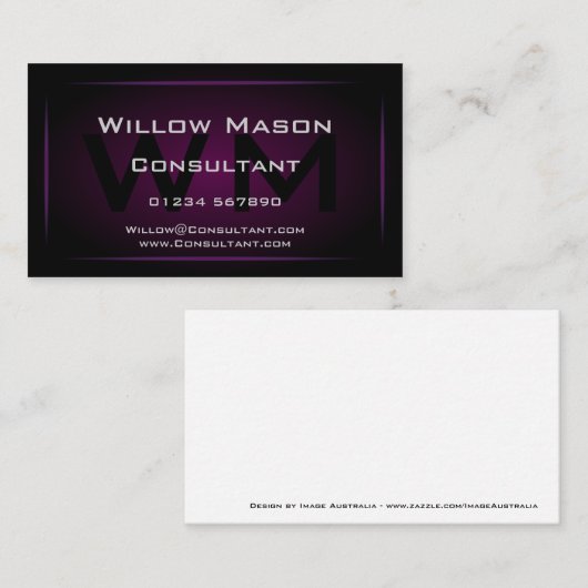 Hi-Resパープルモノグラムプロフェッショナル名刺 名刺 (正面/裏面)