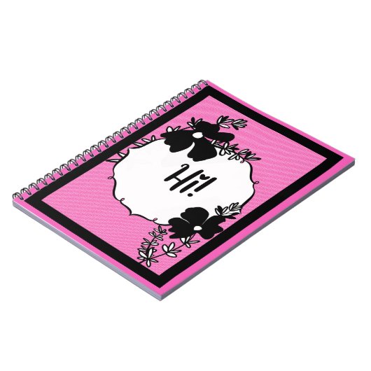 Hi There! – Bright Floral Hello Notebook ノートブック (左側)