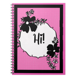 Hi There! – Bright Floral Hello Notebook ノートブック