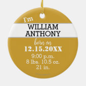 Hi To The World金ゴールドホワイト誕生統計名 セラミックオーナメント (裏面)