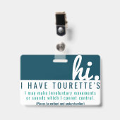 hi touretsyndrome persistence pvc badge バッジ (Front with Clip)