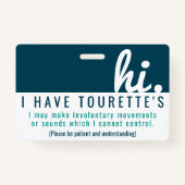 hi touretsyndrome persistence pvc badge バッジ (正面)