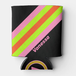 HI-VISおよび名前のストライプ付いたピンク色のオプション 缶クーラー