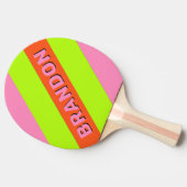 HI-VISおよび名前はっきりした付きストライプのピンク 卓球ラケット (横)