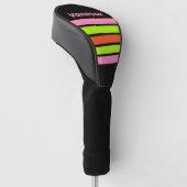 HI-VIS and Pink Across Striping with Name ゴルフヘッドカバー (アングル)