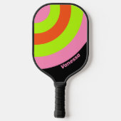 HI-VIS and Pink Circle Stripe with Name ピックルボールラケット (裏面)