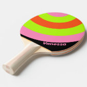 HI-VIS and Pink Circle Stripe with Name Ping Pon 卓球ラケット (正面アングル)