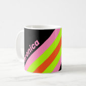 HI-VIS and Pink Stripes with Name コーヒーマグカップ (正面左)
