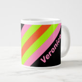HI-VIS and Pink Stripes with Name ジャンボコーヒーマグカップ (正面右)