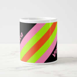 HI-VIS and Pink Stripes with Name ジャンボコーヒーマグカップ