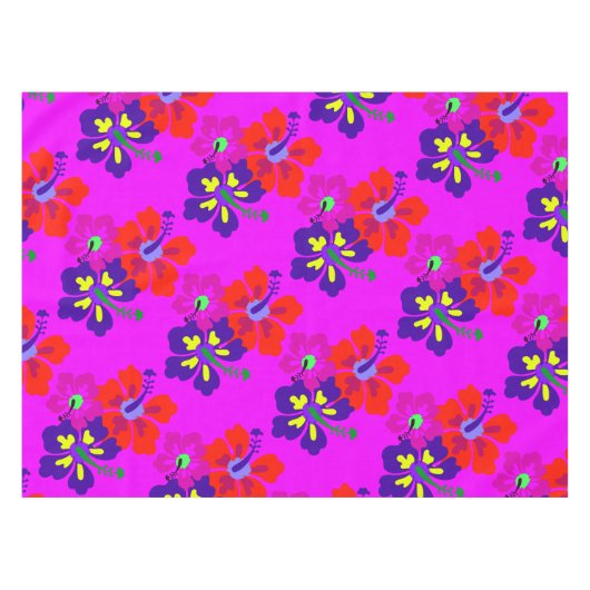 Hibiscus Art Bold Pattern Tropical Themed テーブルクロス (正面(横))
