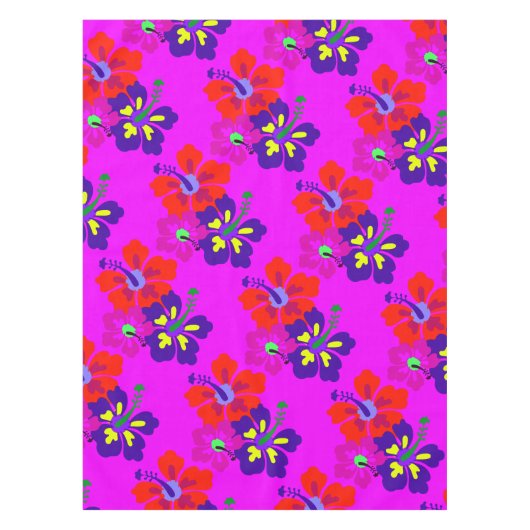 Hibiscus Art Bold Pattern Tropical Themed テーブルクロス (正面)