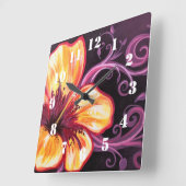 Hibiscus Dream スクエア壁時計 (傾斜)