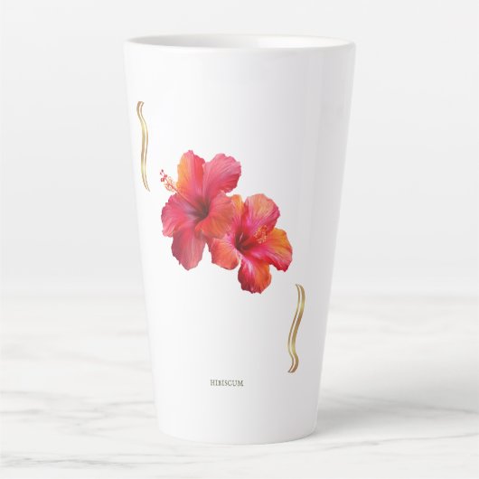 Hibiscus Floral Design – Tropical カフェラテマグ (正面)