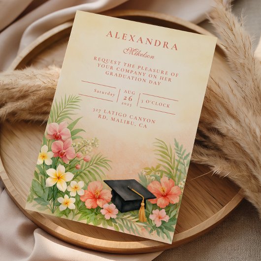 Hibiscus Floral Graduation Party 招待状